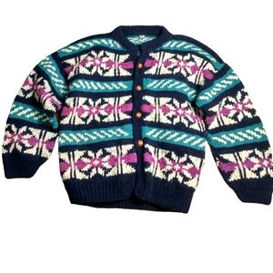 Handmade 100% Wool Cardigan Sweater Made in Equador